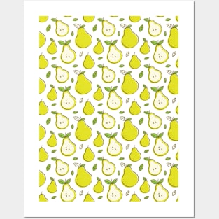 Green Pear Fruit Pattern Posters and Art